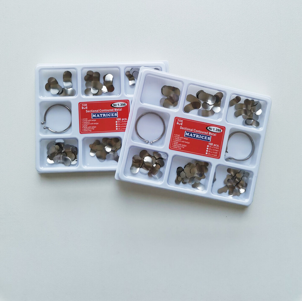 TOR VM 3 Sets Dental Matrix Bands Sectional Contoured Matrices Wedges NO 1.398