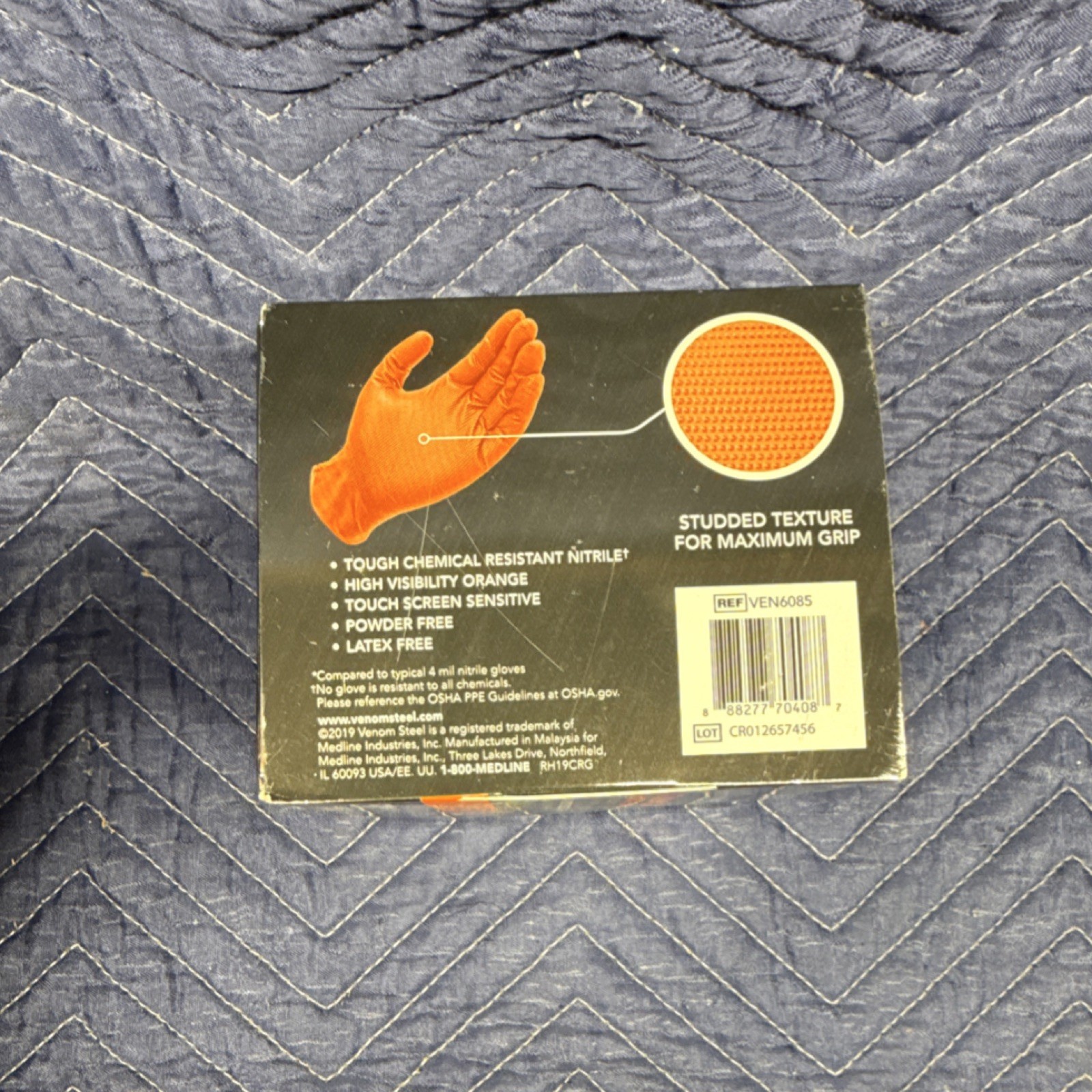 Venom Steel Maximum Grip Nitrile Gloves Powder-Free Industrial 50 Ct One Size