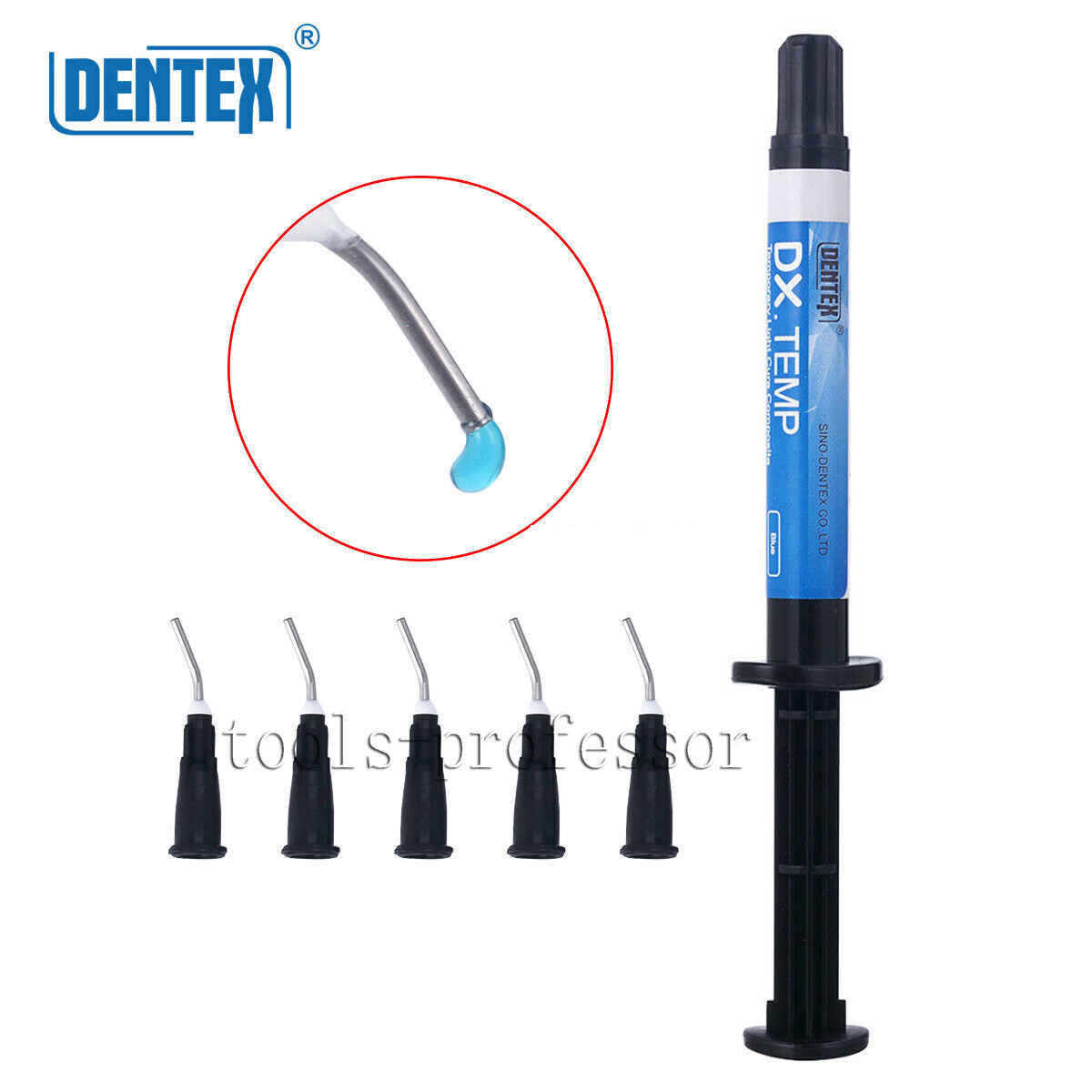DENTEX Dental Temporary Flowable Light Cure Composite Resin Blue/Transparent