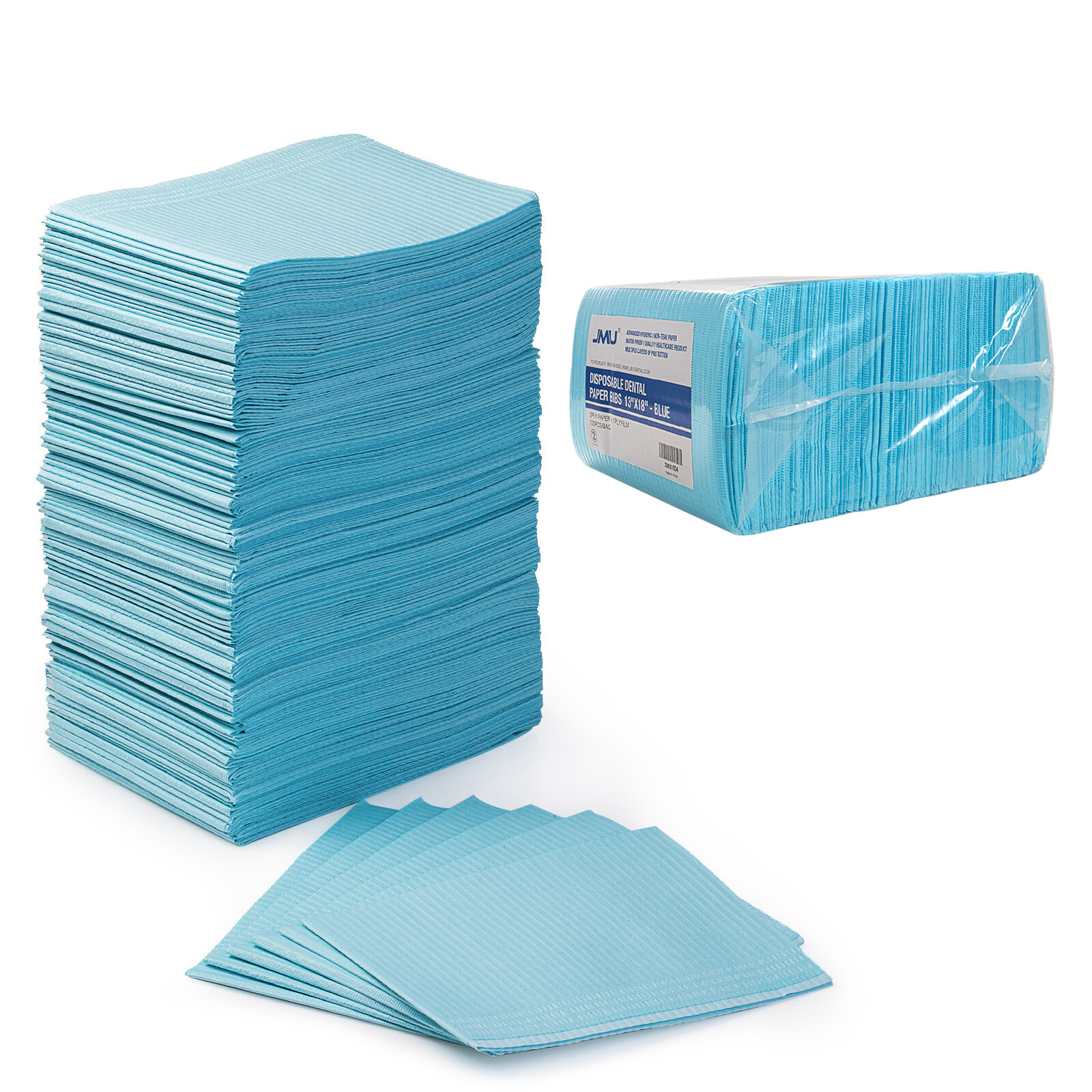 500pcs JMU Dental Bibs Blue Disposable Tattoo Piercing Waterproof 13″ x 18″
