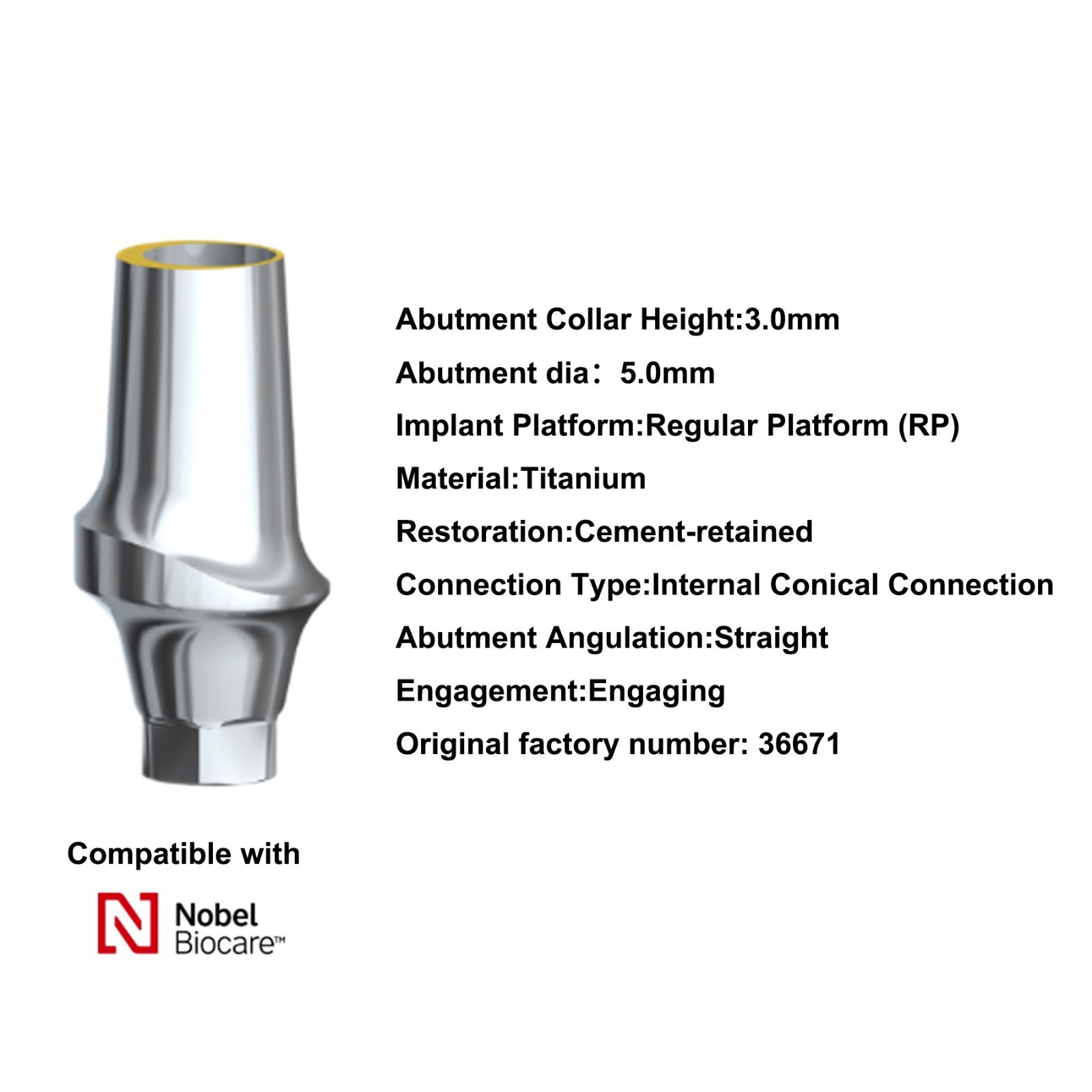 Dental Esthetic Abutment Conical Connection NP/RP/WP fits Nobel Active &CC Plat