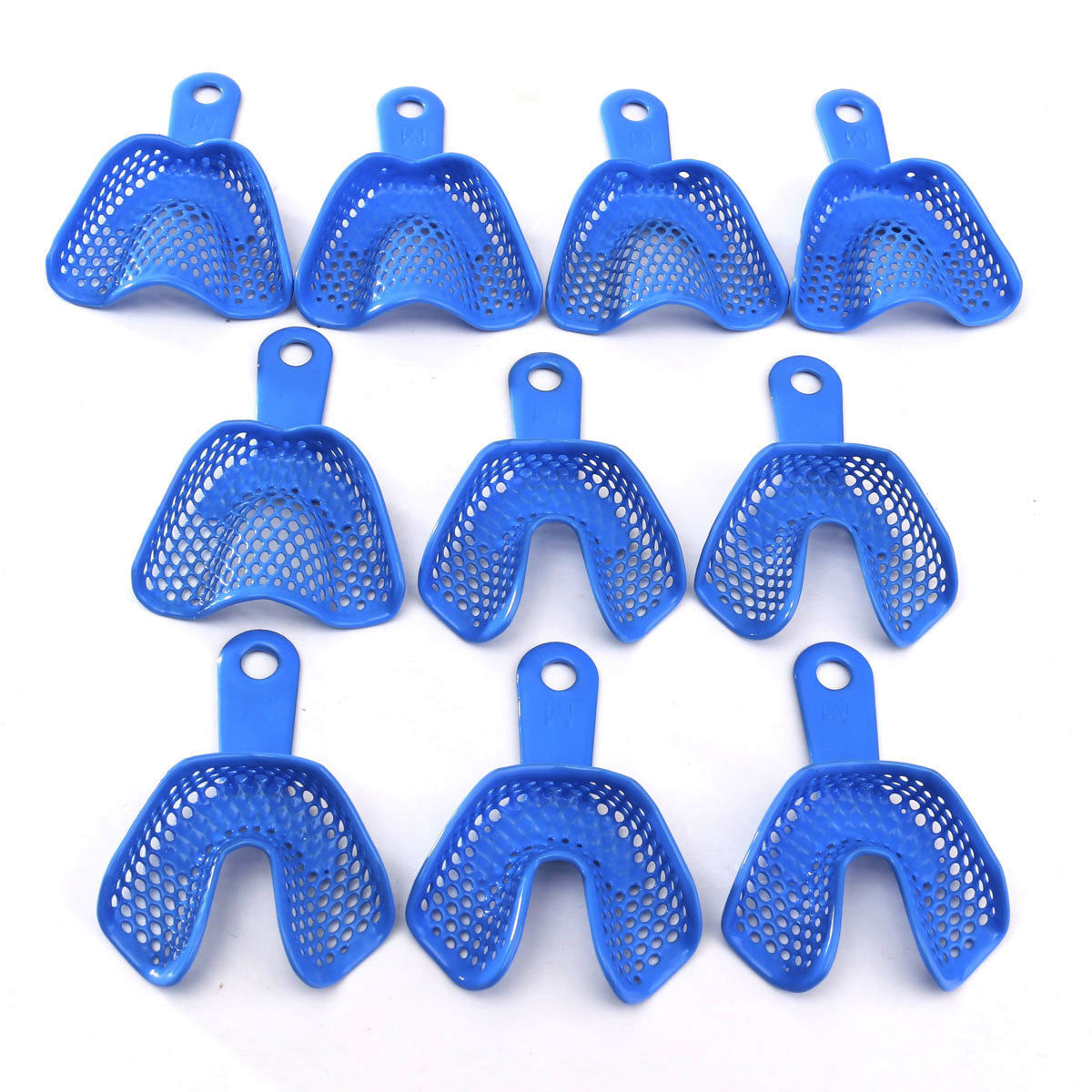 2Pcs/10Pcs Dental Autoclavable Plastic-Steel Impression Trays Blue Denture Model