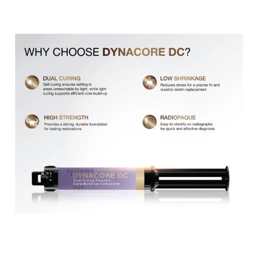 Epitome DYNACORE DC Dual Curing Flowable Dental Core Build up Cement 9gm Pack