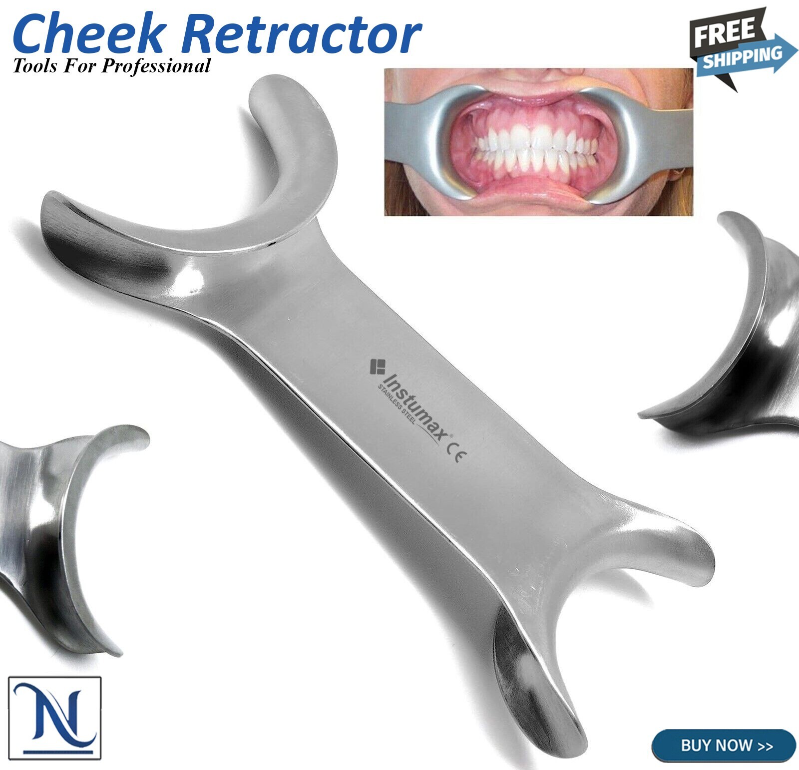 Cheek Lip Retractor Dental Stainless Steel Double-Head Mouth Opener Metal Hook