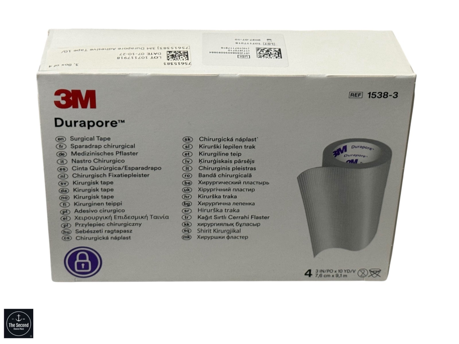 3M Durapore Medical Tape Silk-Like Cloth 3 Inch X 10 Yards 1538-3 – Box of 4