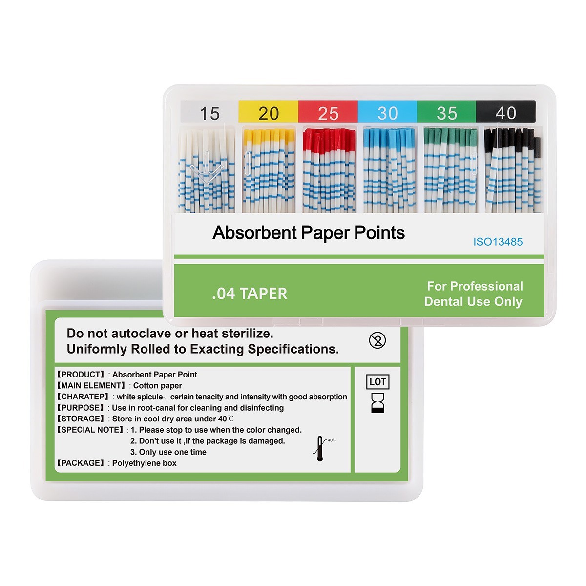 100pcs Dental Endodontic Absorbent Paper Points with Scale Taper 0.04 15#-40#
