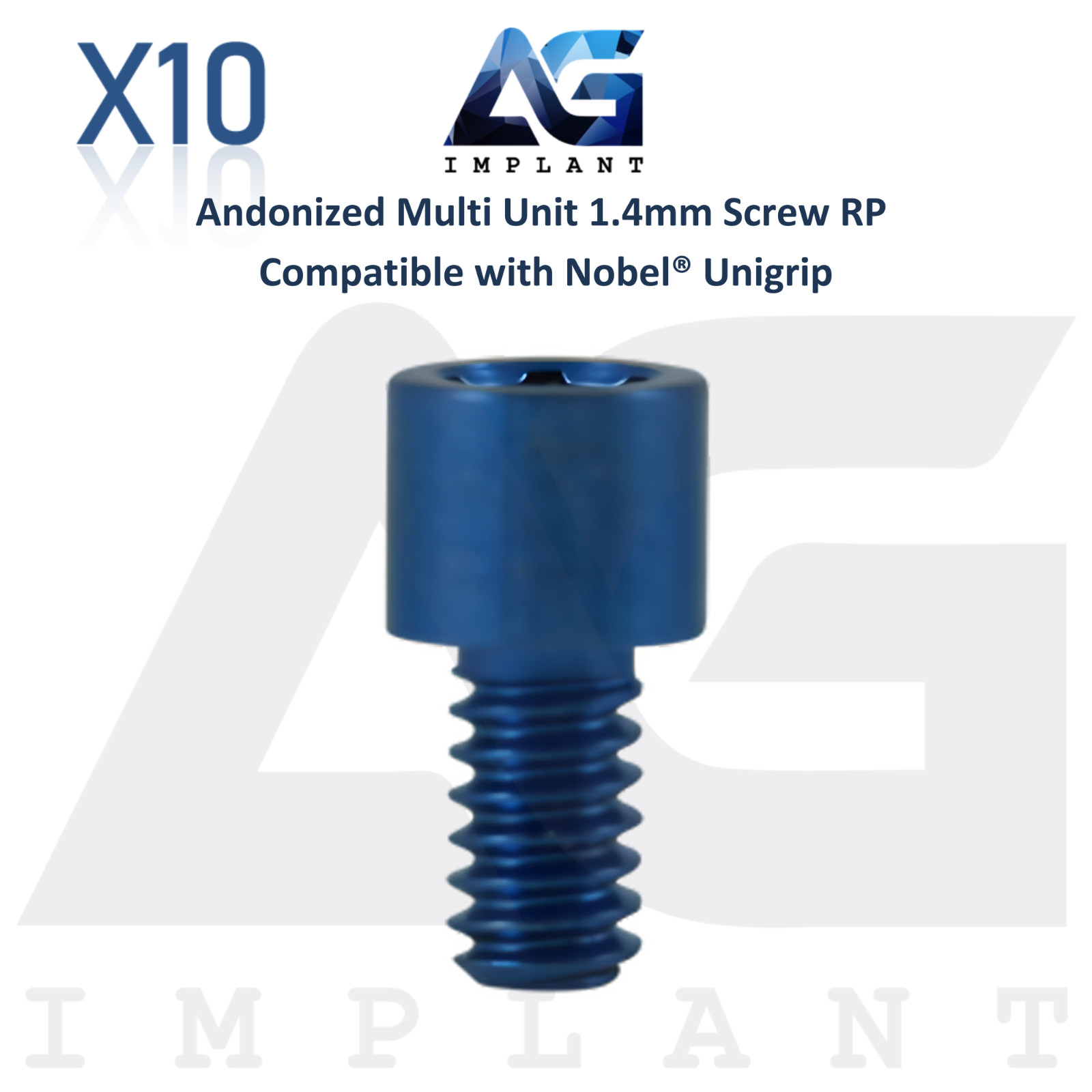 10 Anodized Screws Multi Unit 1.4mm Prosthetic System Nobel® Unigrip Compatible