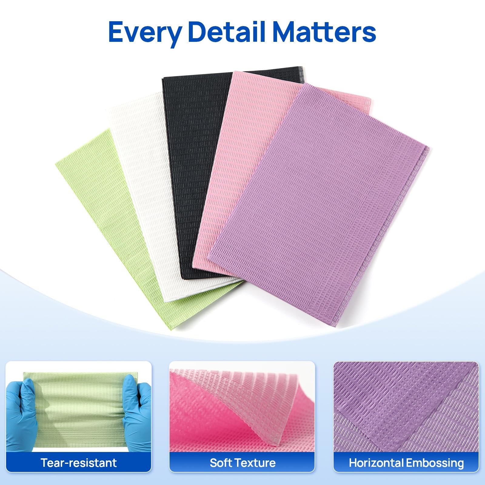 JMU Black Dental Bibs, 3-Ply Disposable Bibs Waterproof 13″x18″,