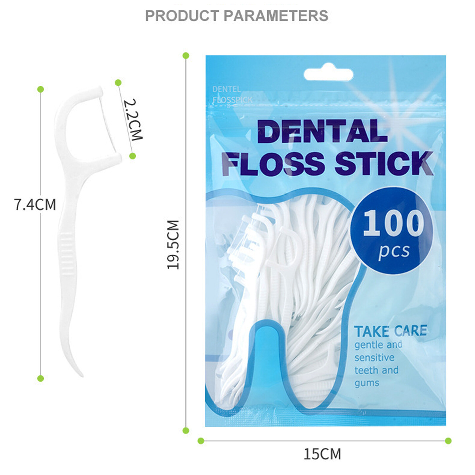 100pcs Dental Floss Flosser Picks Toothpicks Teeth Stick Tooth Cleaning Care