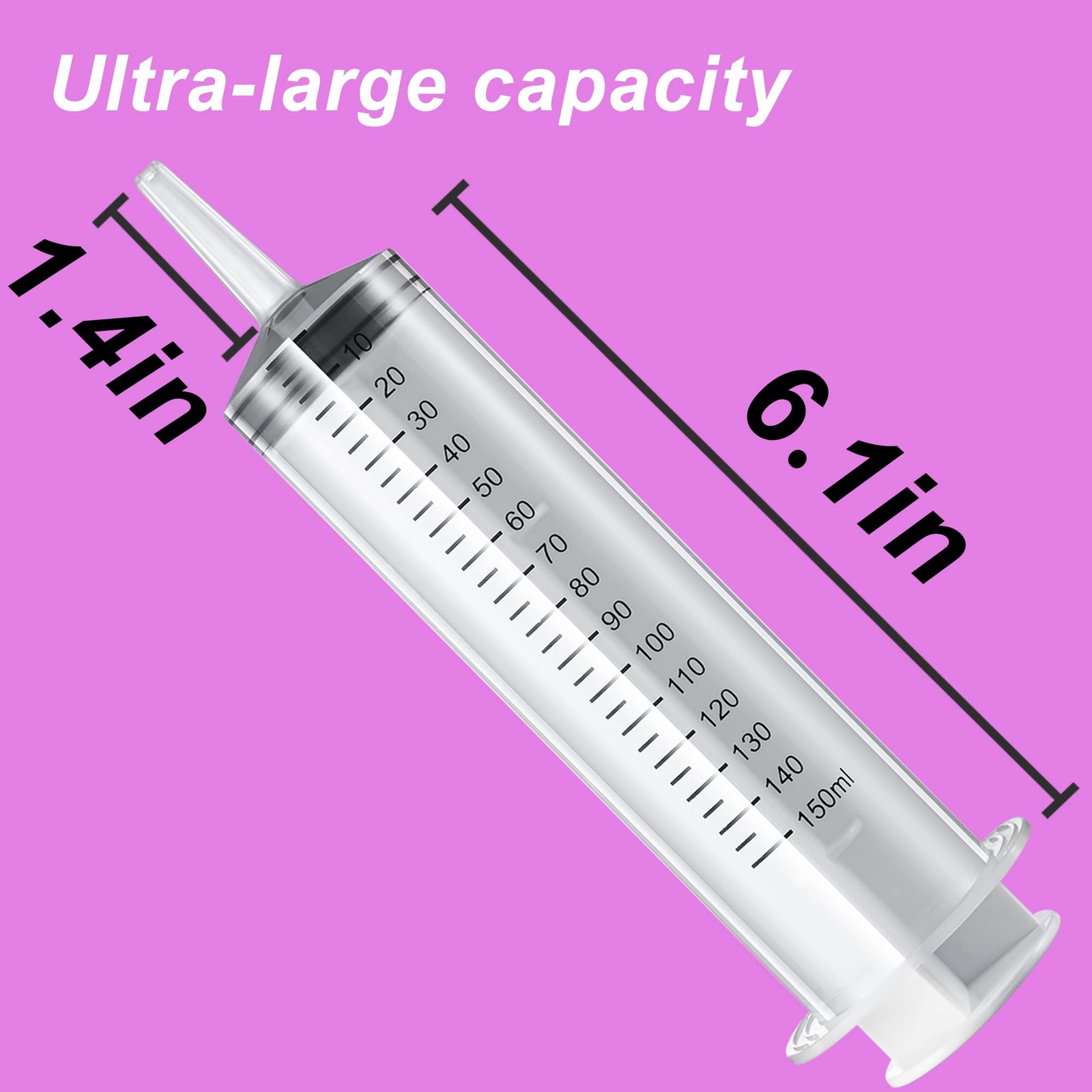 2 Pack 150ml Large Syringes Big Syringes, Garden Syringe 150 ML, clear