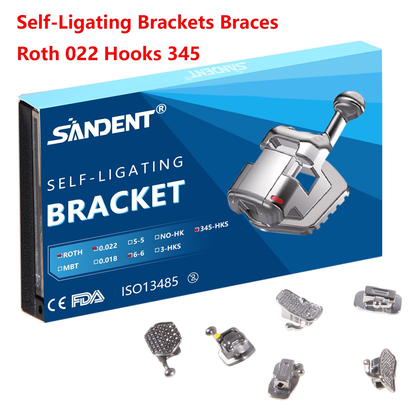 Dental Orthodontic Self-Ligating Brackets Braces Roth 022 Hooks 345 Buccal Tubes
