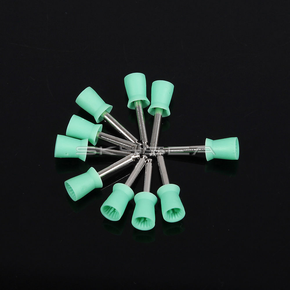 100pcs Dental Polishing Cups Teeth Prophy Polisher Latch Type Rubber Green NJ
