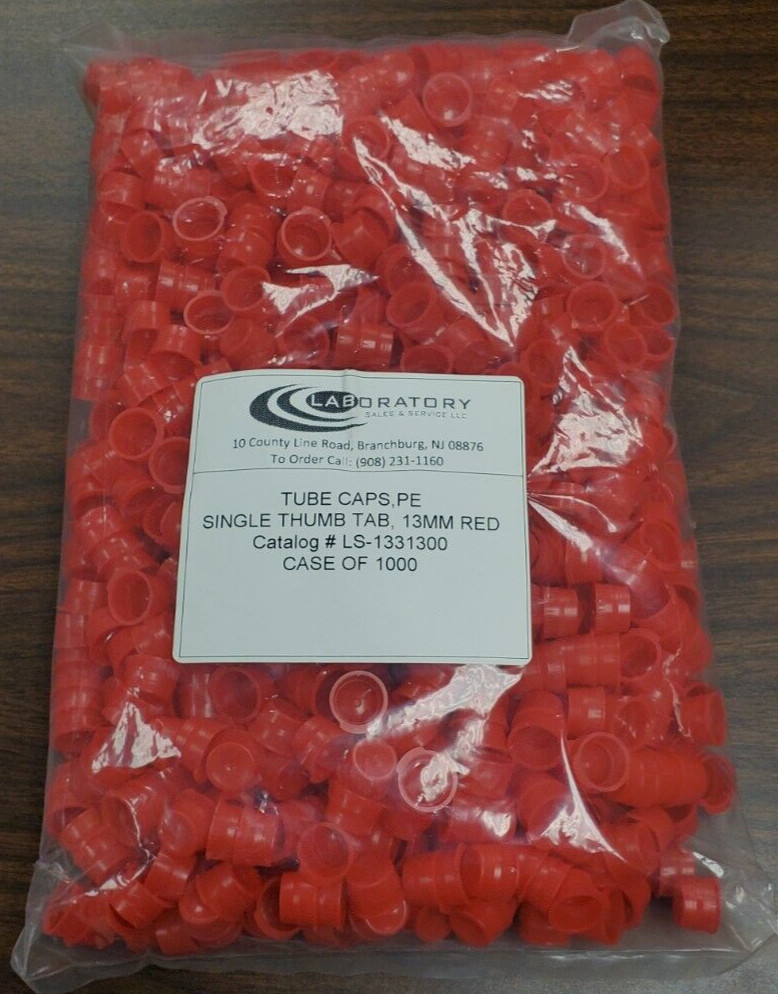 13MM TUBE SNAP CAPS, POLYETHYLENE, SINGLE THUMB TAP, RED, CS/1000
