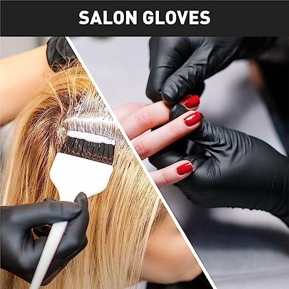 Black/Pink Vinyl Disposable Gloves, Latex Free, Food Safe, Medium, 50 Count