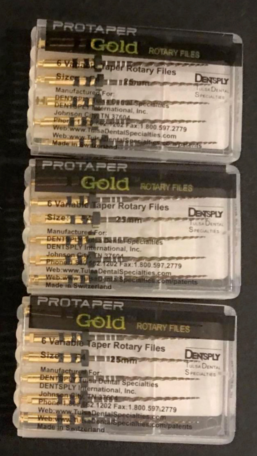 Dentsply ProTaper Gold Files Assorted F4 25mm – 3 Packs