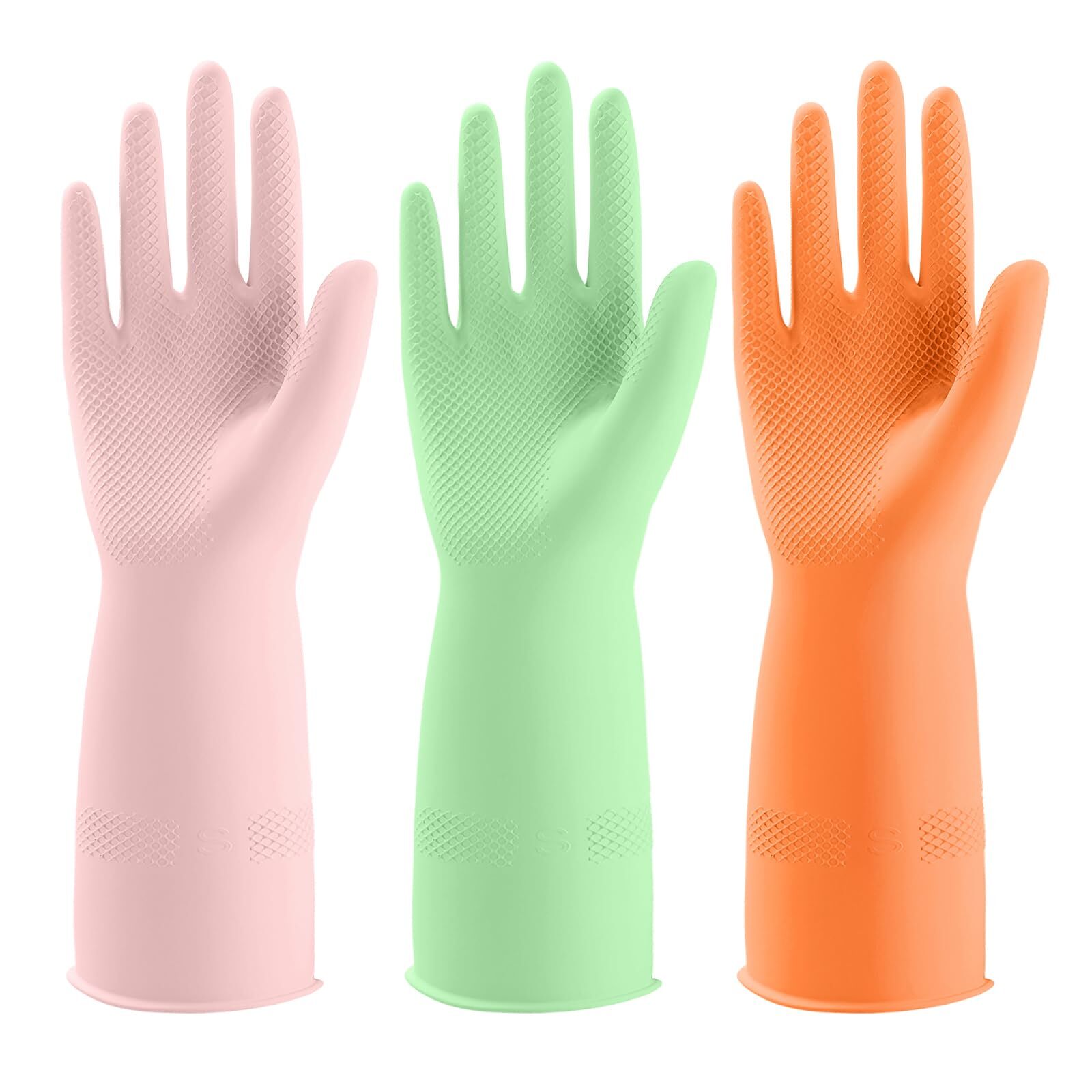 3 pares de guantes de goma para lavavajillas para limpieza del hogar y la cocina