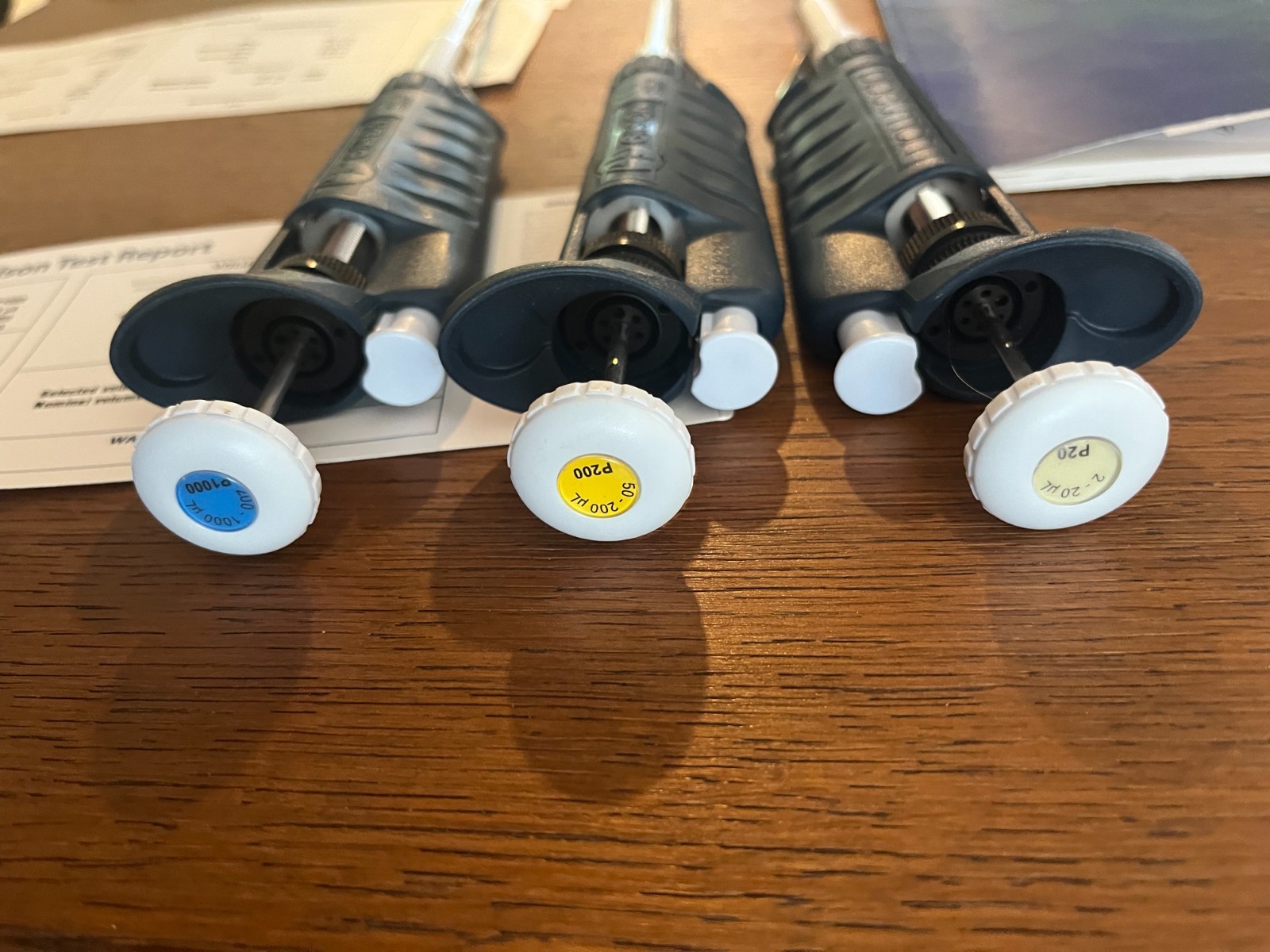 3 Item Lot: Gilson Pipetman Classic P1000 and P200 and P20