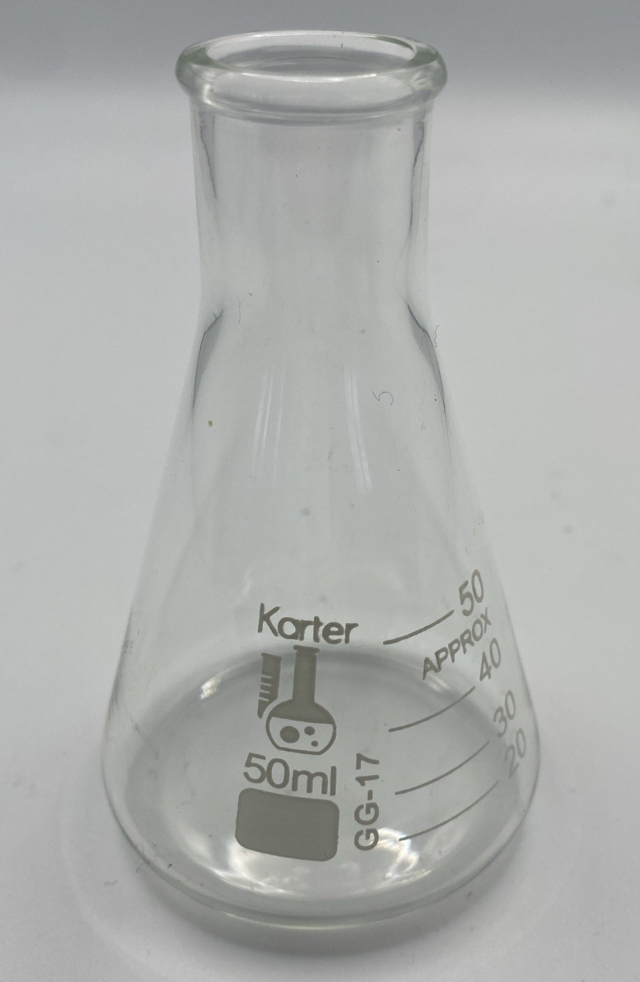Karter Scientific 50ml GG-17 Erlenmeyer Flask Borosilica​te Glass Mini