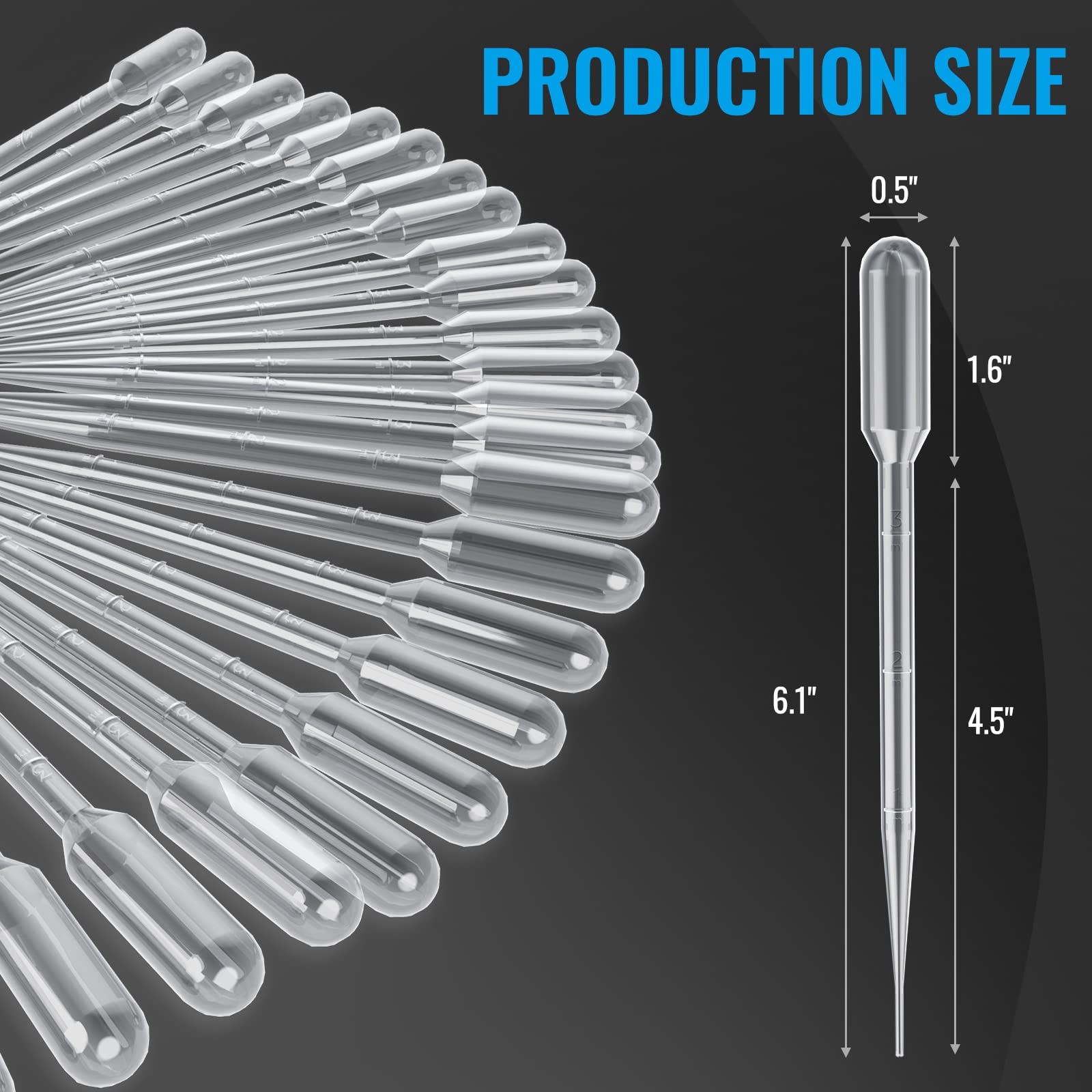 Vabiooth 20Pcs 3mL Disposable Plastic Transfer Pipettes Calibrated 20pcs