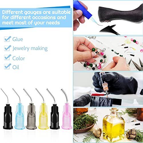 300 Pcs Bent Dispensing Tips Blunt Tip Dispensing Needles Pre Bent Assorted Size
