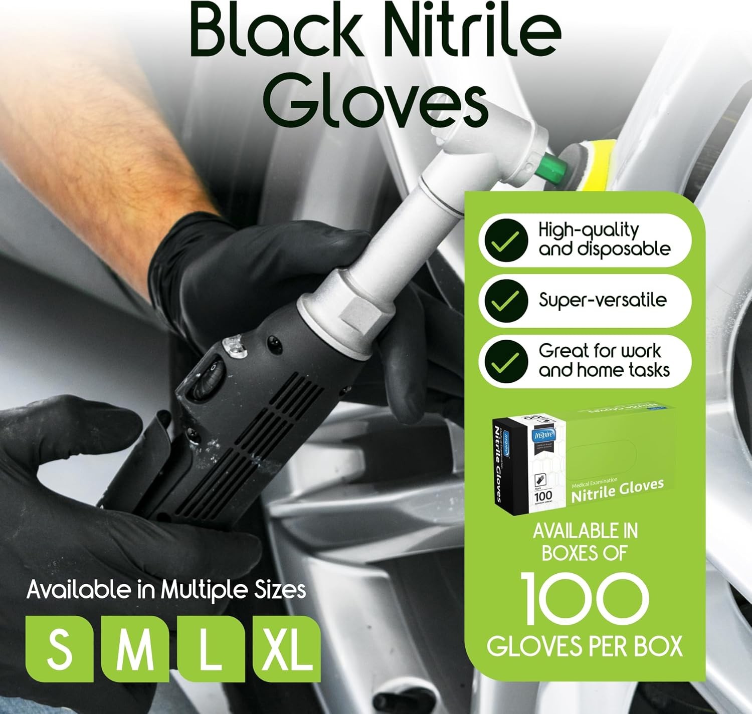 Inspire Black Nitrile Disposable Gloves | 4.5 Nitrile Disposable Safety Medical