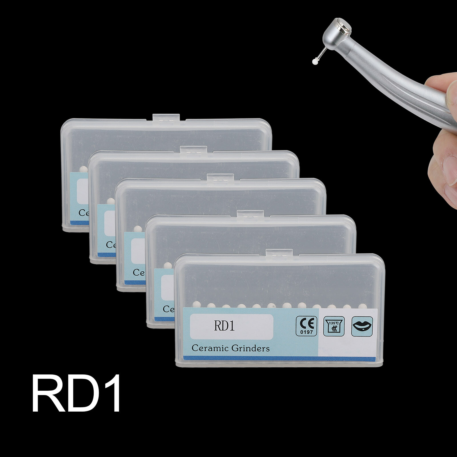 Dental Flame White Stone Polishing FG Burs Round Shape RD1 12pcs/pack