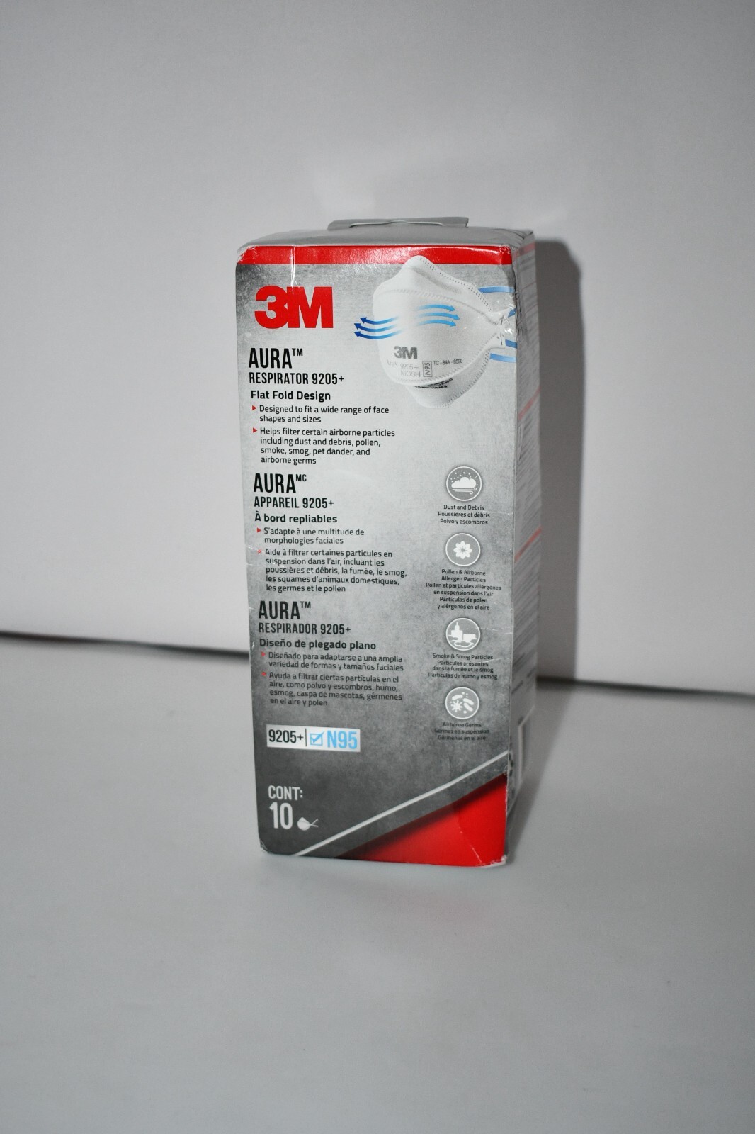 3M Aura Particulate Respirator 9205+ N95, Lightweight, 10-Pack NIB
