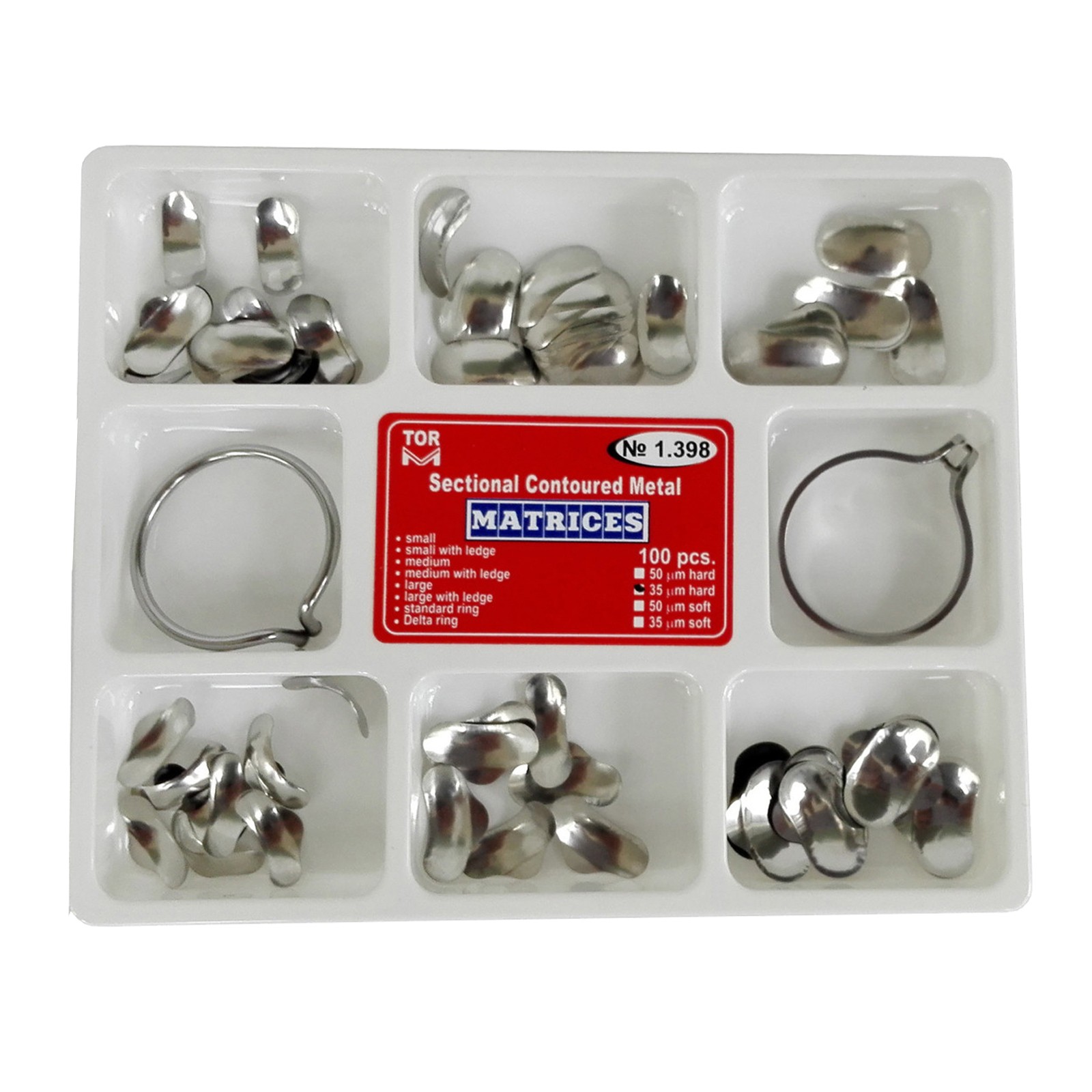 100Pcs/Pack Dental Metal Matrices Sectional Contoured Matrix Refill Soft Band