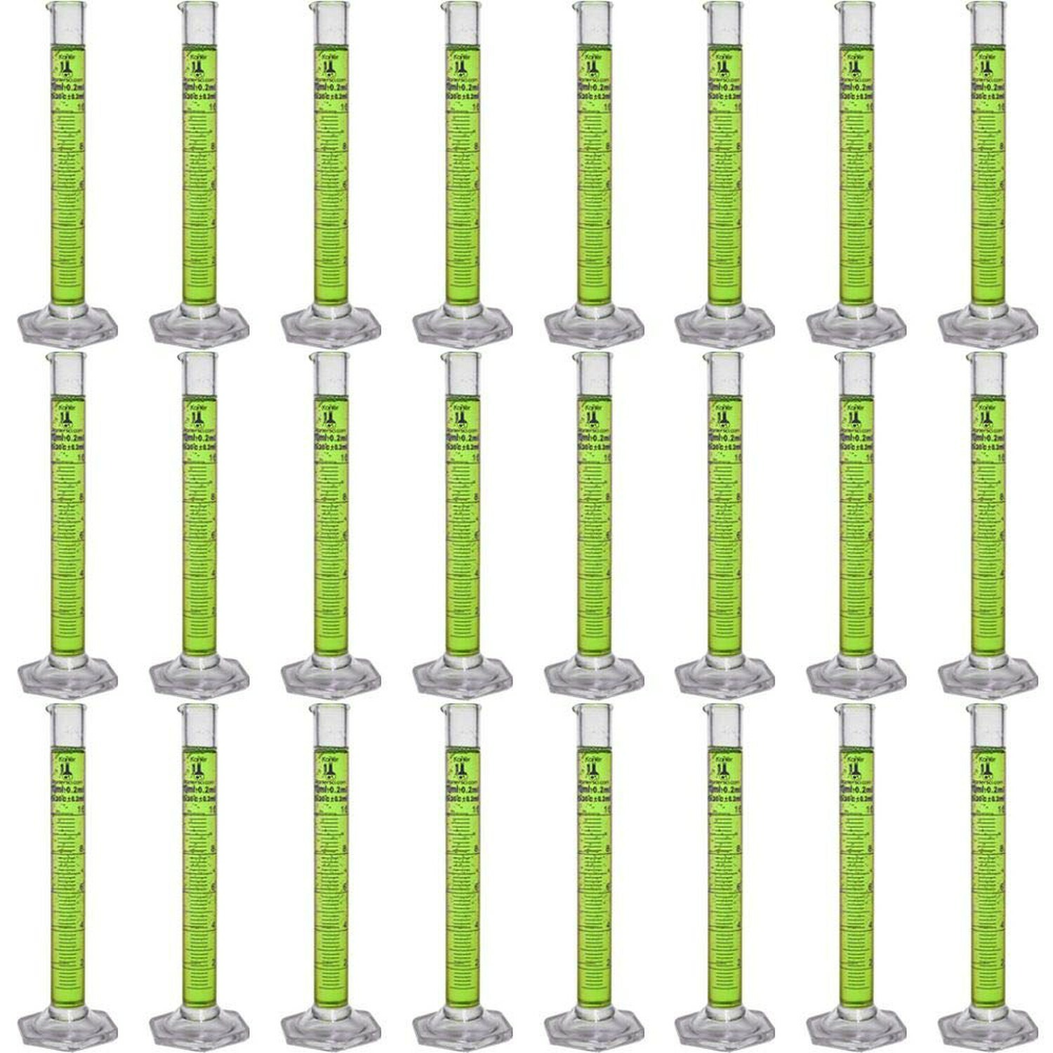 10ml Graduated Cylinder, Borosilicate 3.3 Glass (Case of 24)