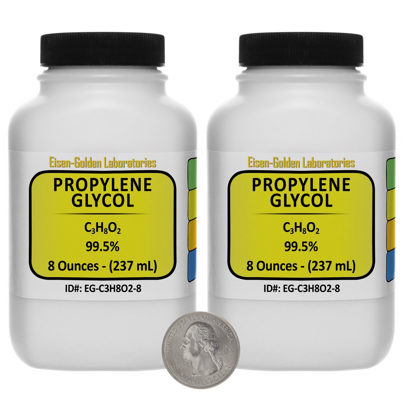 Propylene Glycol [C3H8O2] 99.5% USP Food Grade 16 Oz in Two Plastic Bottles USA