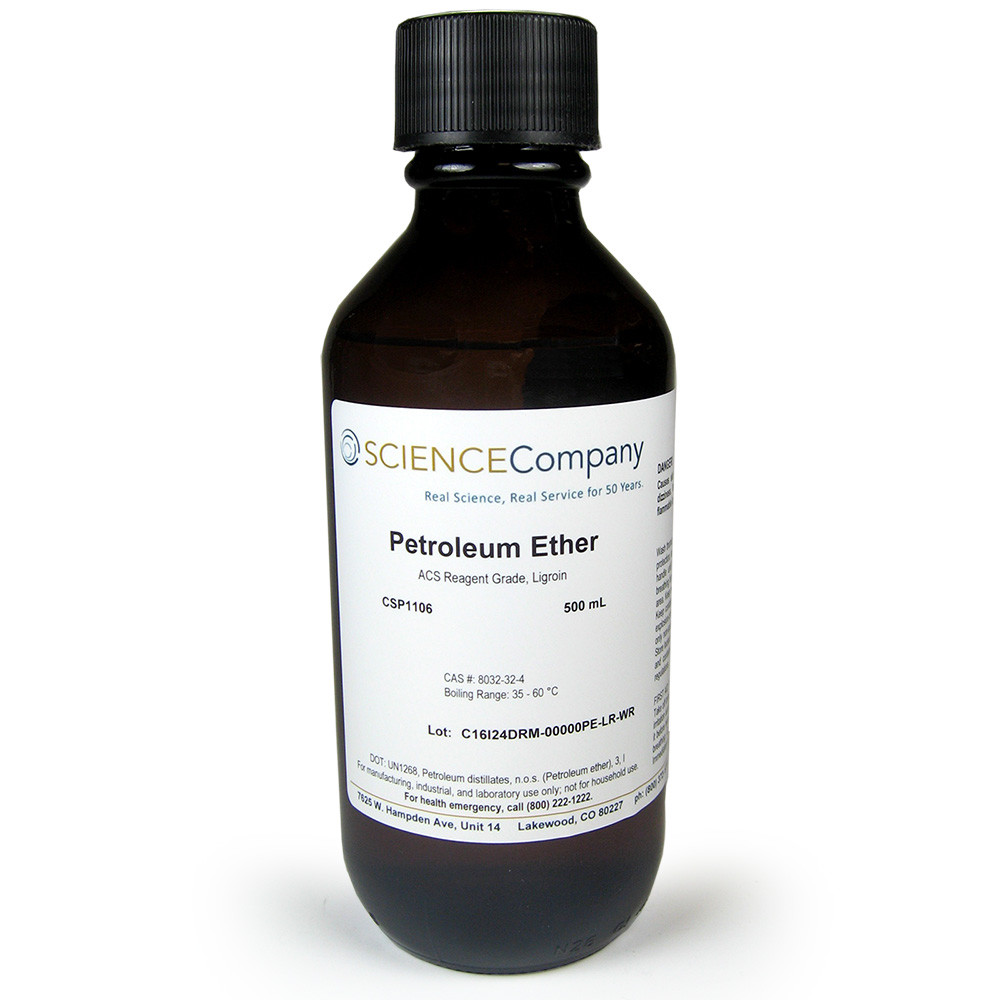 Petroleum Ether, 500mL, 35°- 60°C, ACS, Solvent, Ligroin, naphtha, benzine