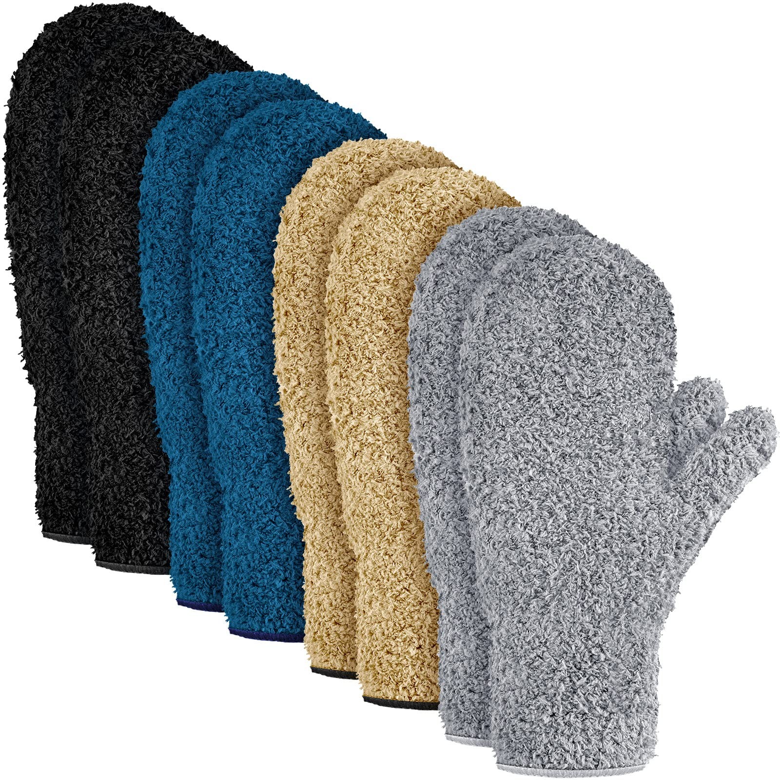4 Pair Microfiber Dusting Mittens Reusable Women Cleaning Mittens with Thumb …