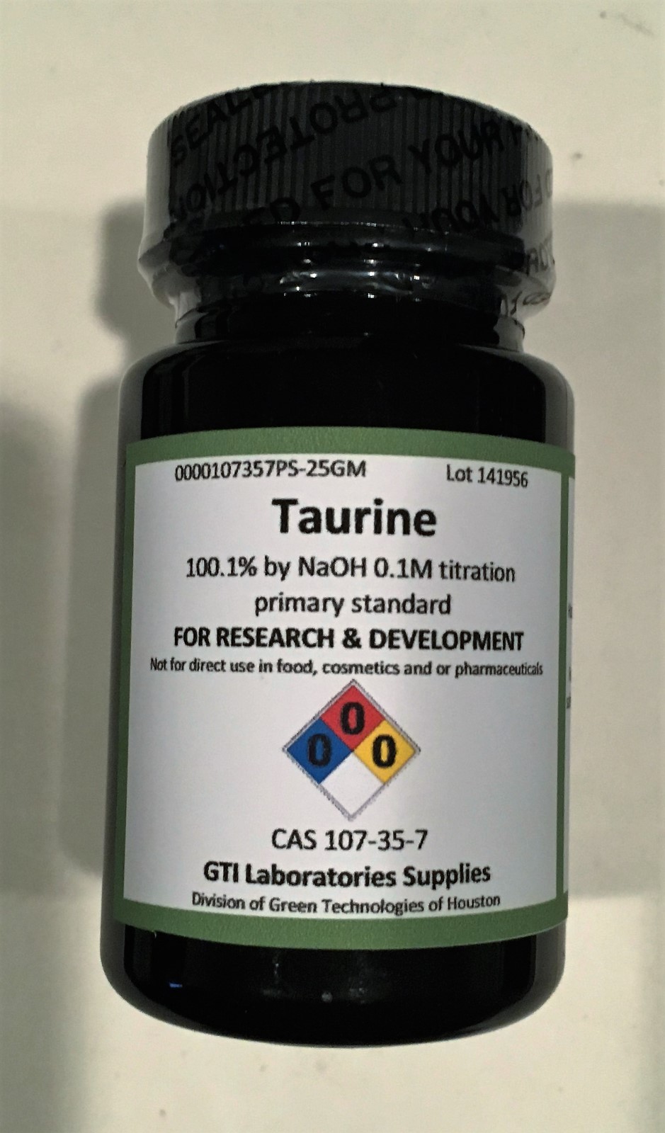 Taurine, 100.1% by NaOH 0.1M titration, primary standard, 25g