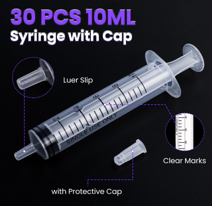 Plastic Syringes without needles 10ml Syringe 24 Pack