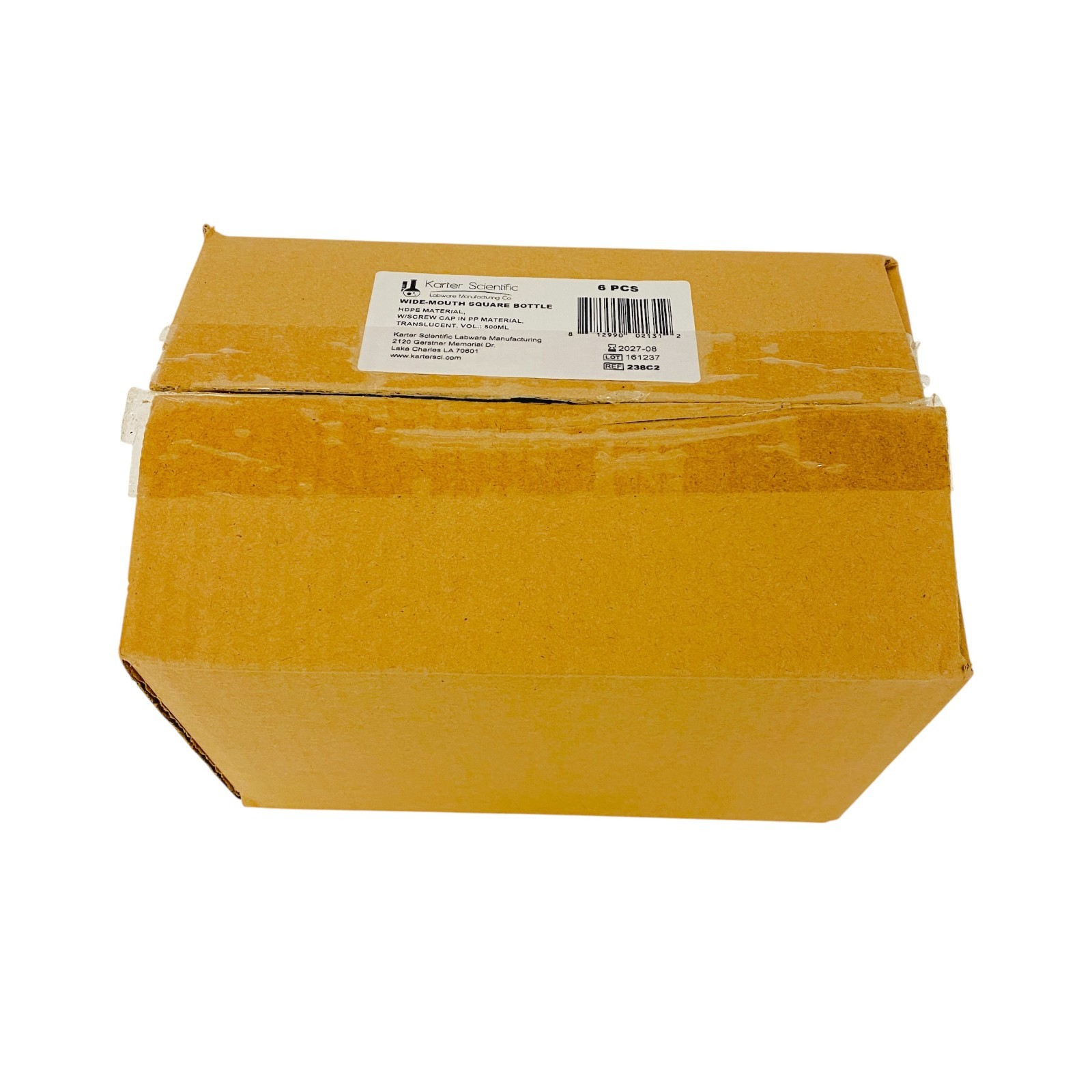 Karter Scientific 500ml Wide-Mouth Square Bottles HDPE Translucent 238C2, 6 Pack