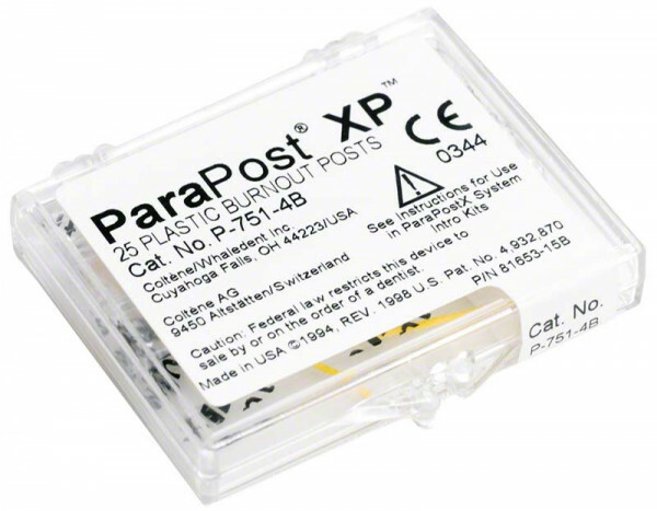 COLTENE P7514B ParaPost XP Yellow .040″ /1.0mm Size 4 Plastic Burnout 25/box