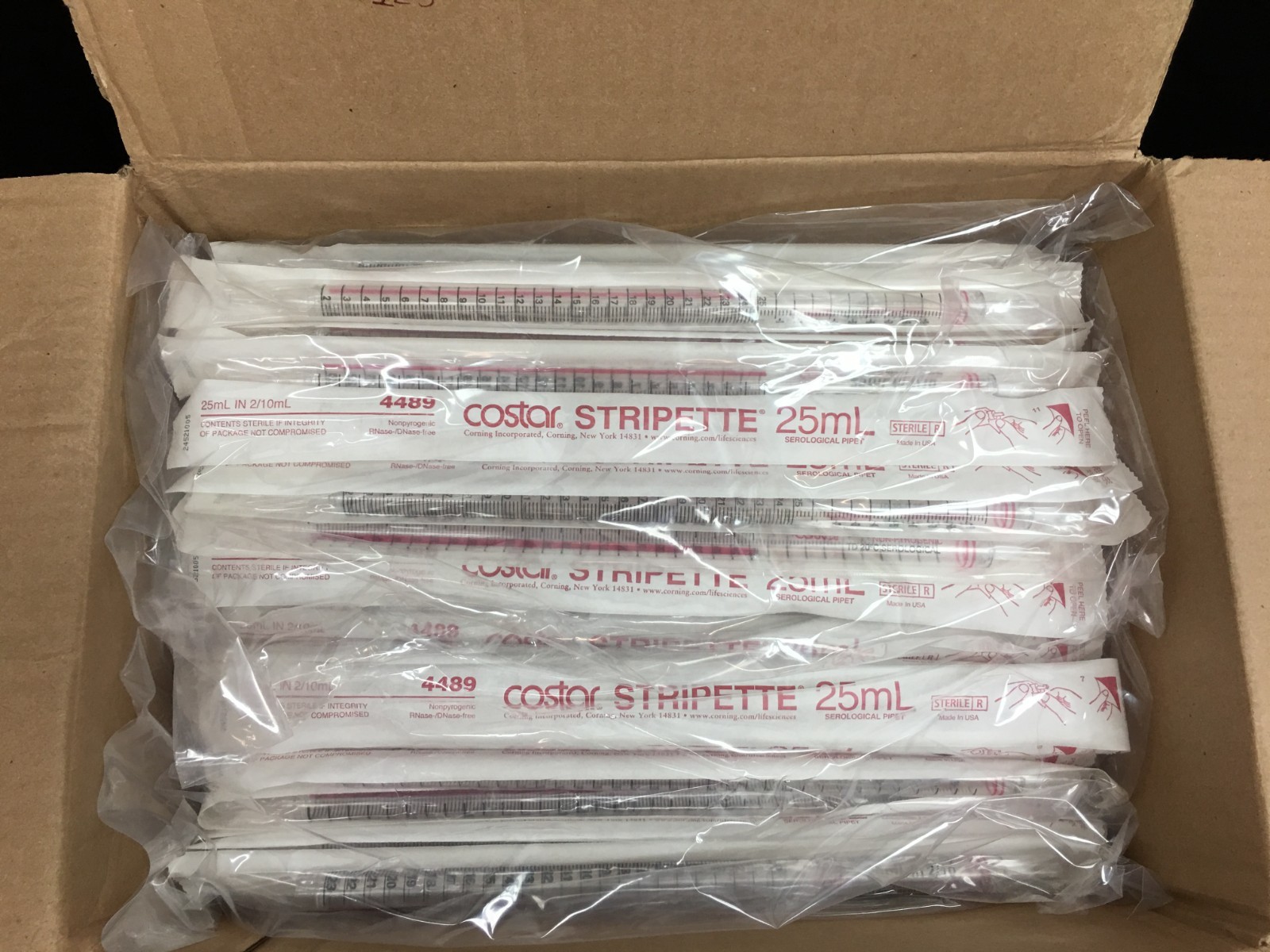 Costar REF 4489 Stripette Serological Pipettes Various 25mL Lot 125 PCS