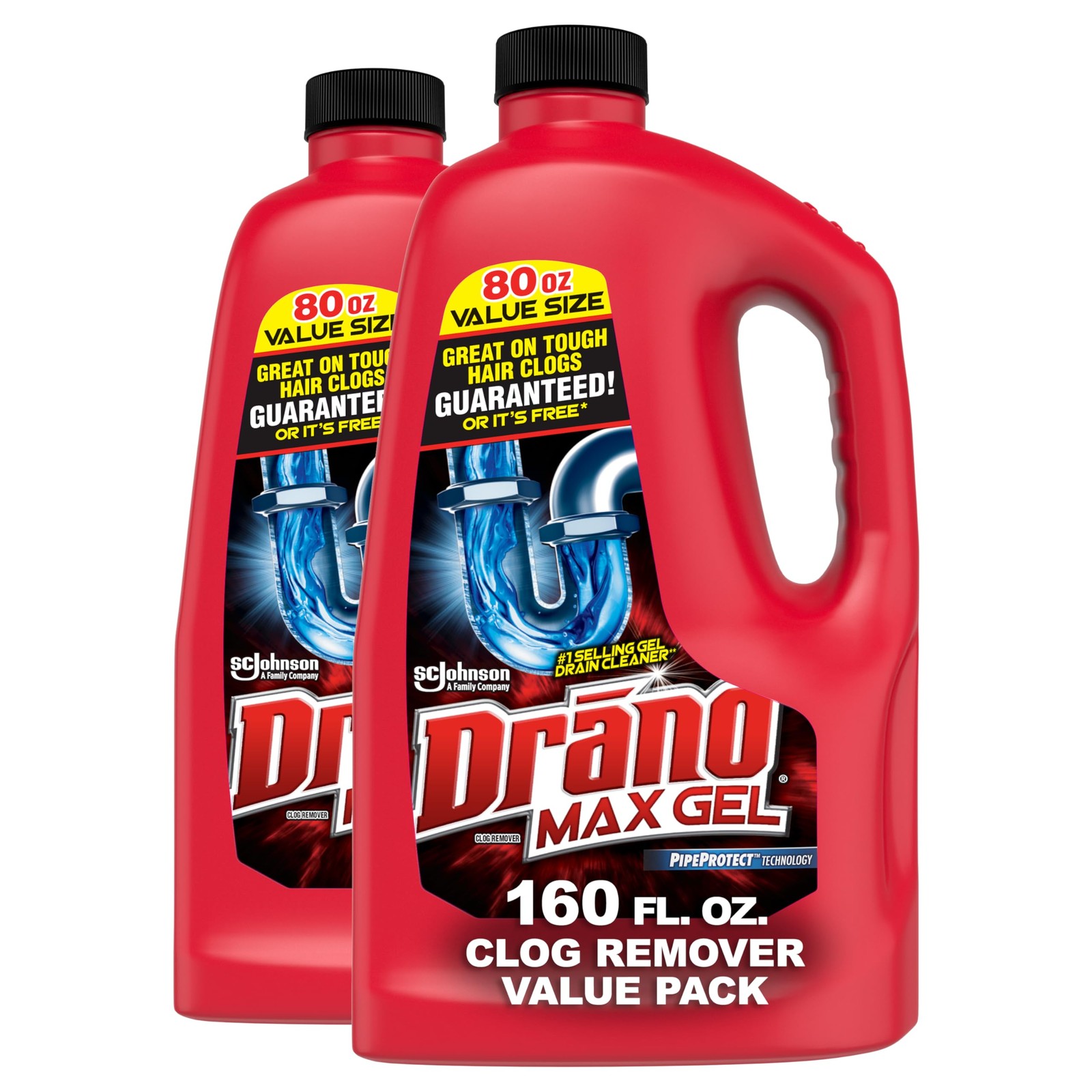 Drano Max Gel Drain Clog Remover & Cleaner, Fast-Acting 80 Fl Oz (Pack of 2)