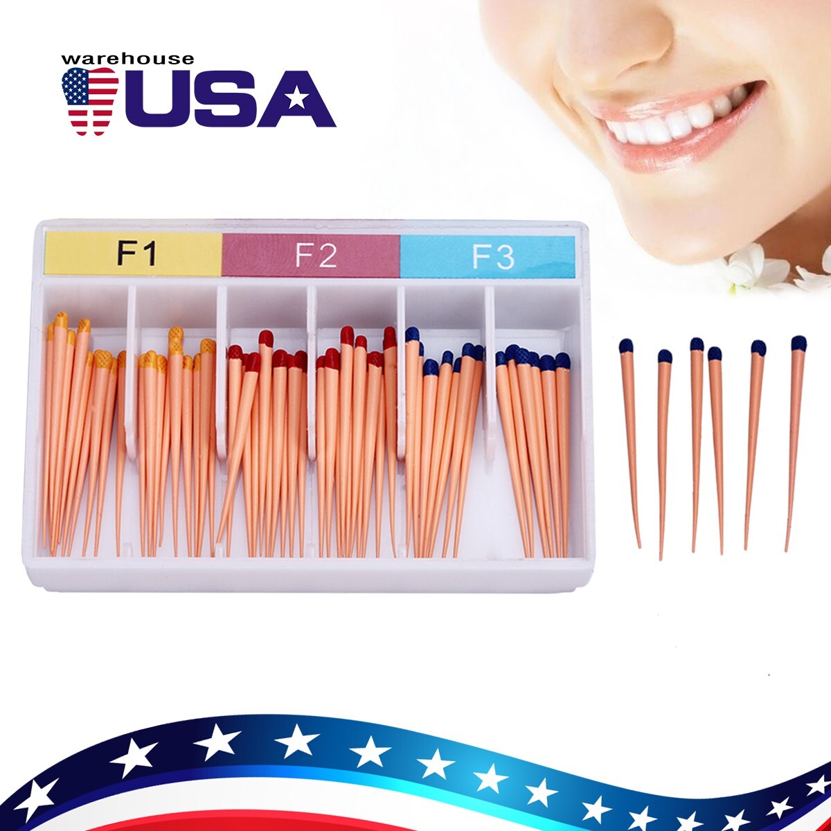 10 Pack Dental Endodontic Gutta Percha Points F1 F2 F3 for Endo Use 60pc/pack