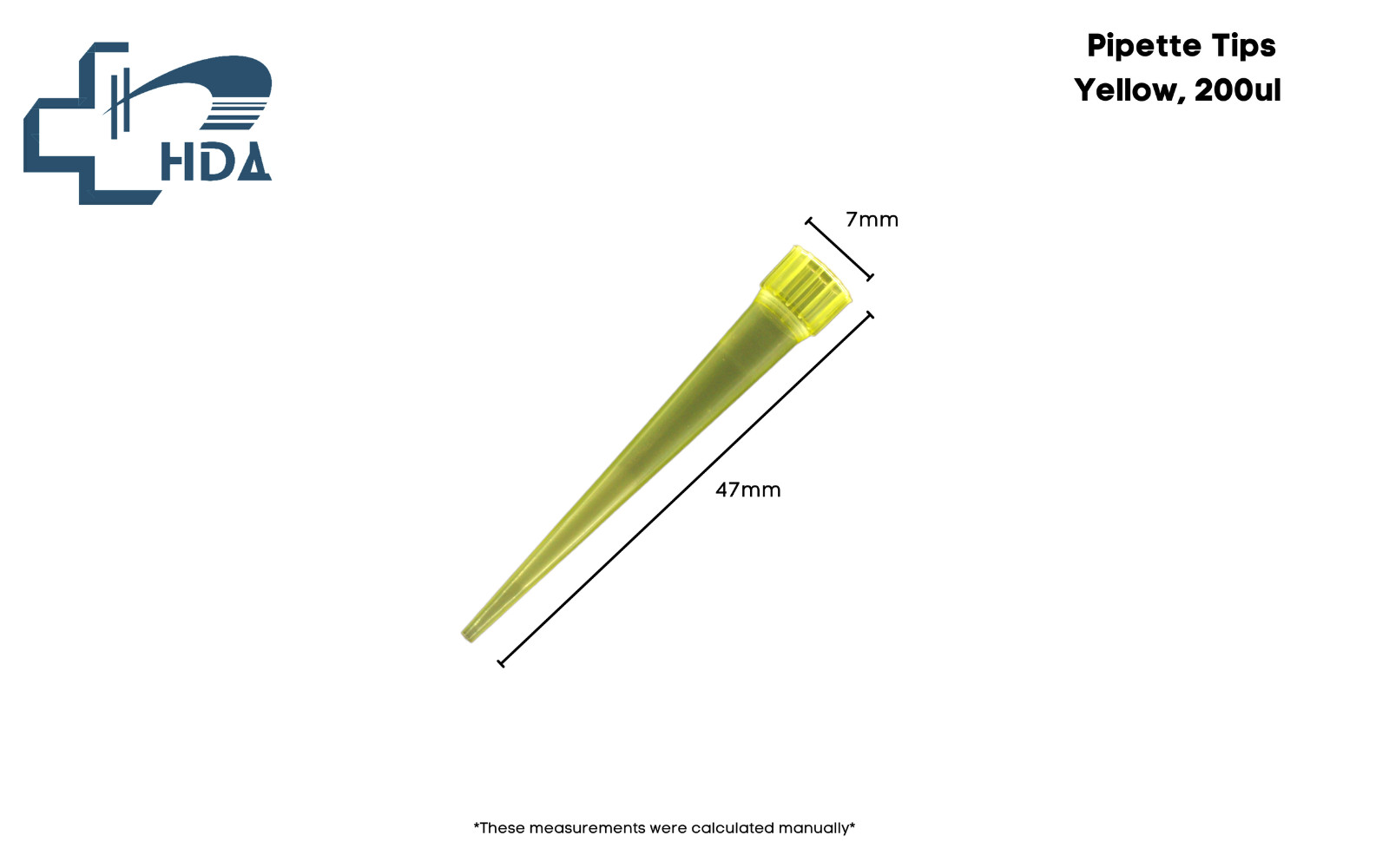 HDA Universal Yellow Pipette Tips 200ul Lab Liquid Pipette Tips – 1000 Pcs.