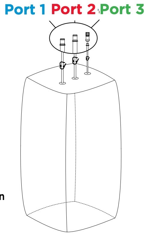 SAINT-GOBAIN 300L 3D Bag Std 3-Ports for Cylindrical Tanks 19x19x52.5” BP0300LD