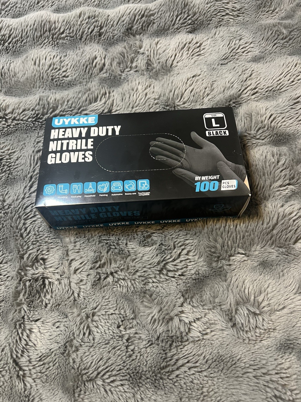 Black Disposable Nitrile Gloves Large 7 Mil Textured Grip Heavy Duty