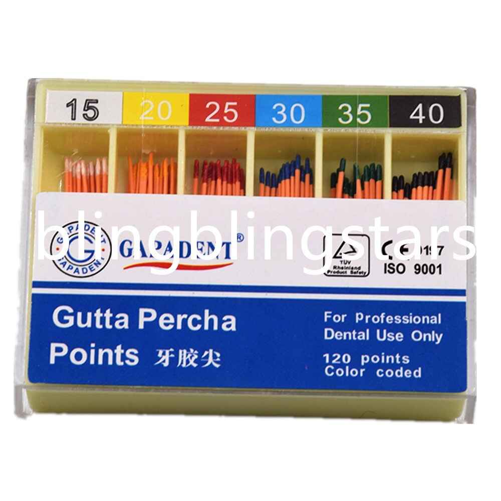 120 Pcs/Box Endodontic Dental GAPADENT Gutta Percha 0.02 Taper Zinc Oxide #15-40