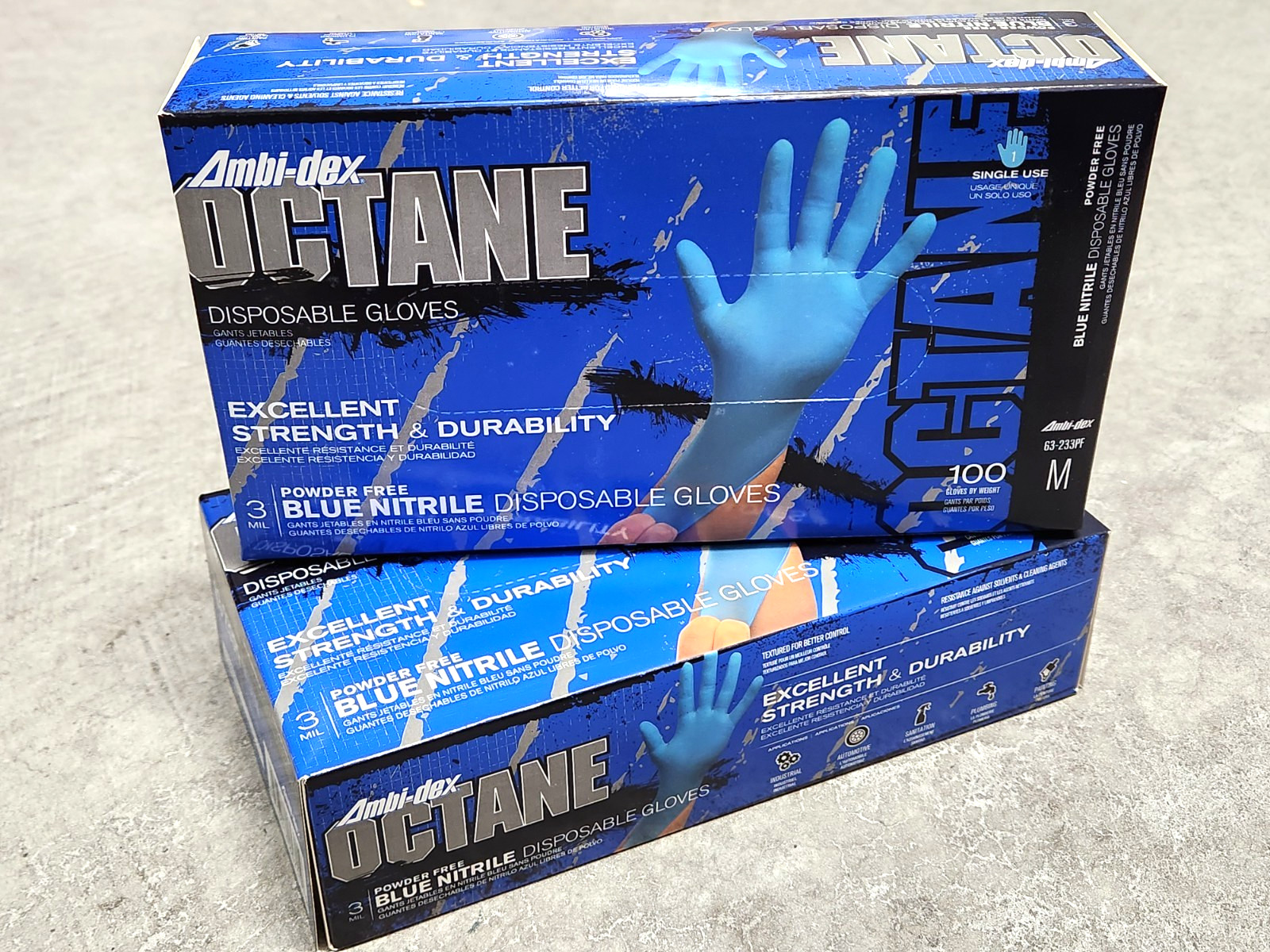 2 Boxes! Ambi-dex Octane Blue Medium Nitrile Disposable Gloves 3 mil #63-233PF/M
