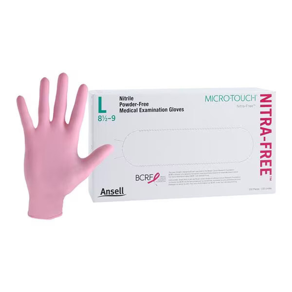 MicroTouch 6034513 NitraFree Pink Nitrile Gloves Large (Box of 100)