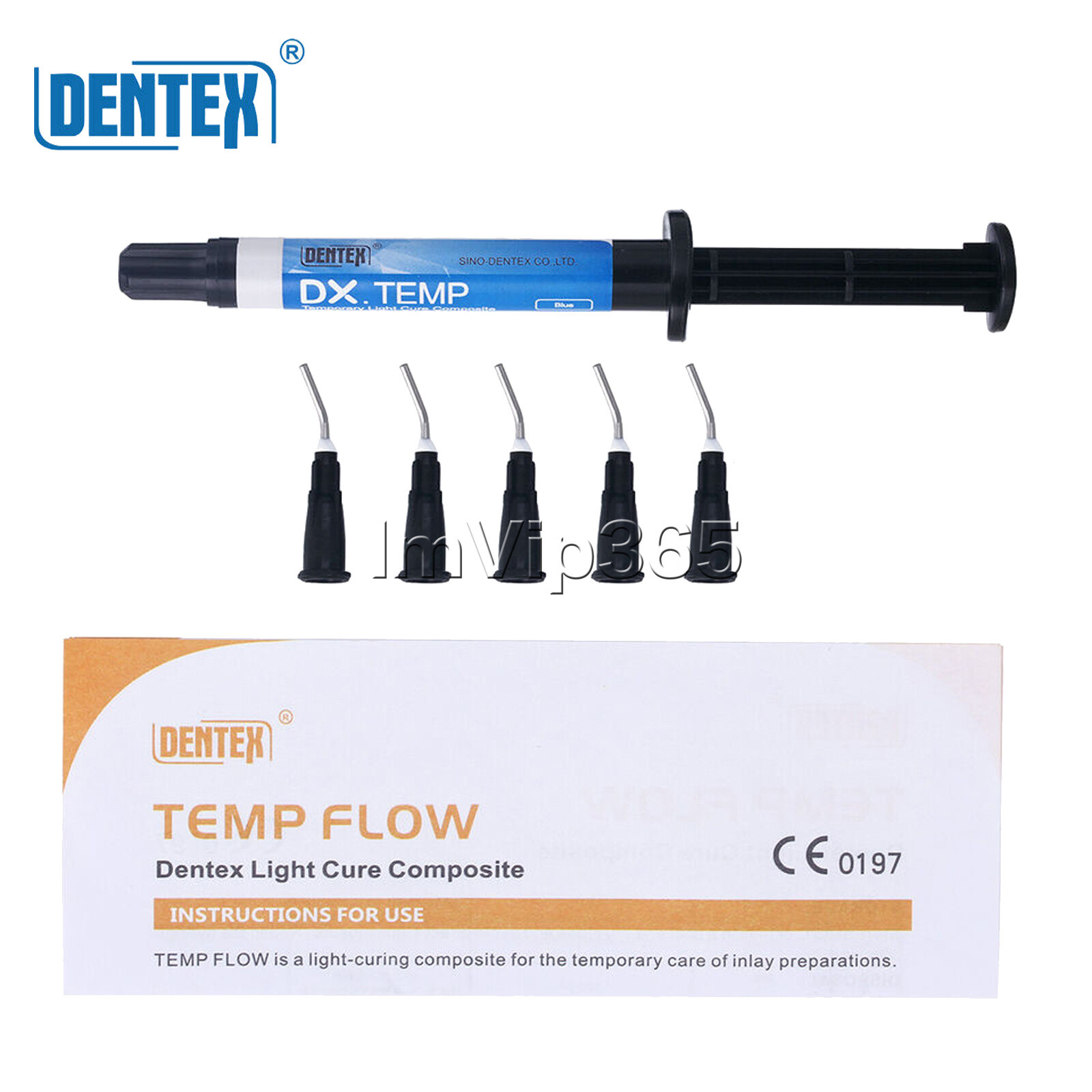 DENTEX Dental Temporary Flowable Light Cure Composite Resin Blue/Transparent
