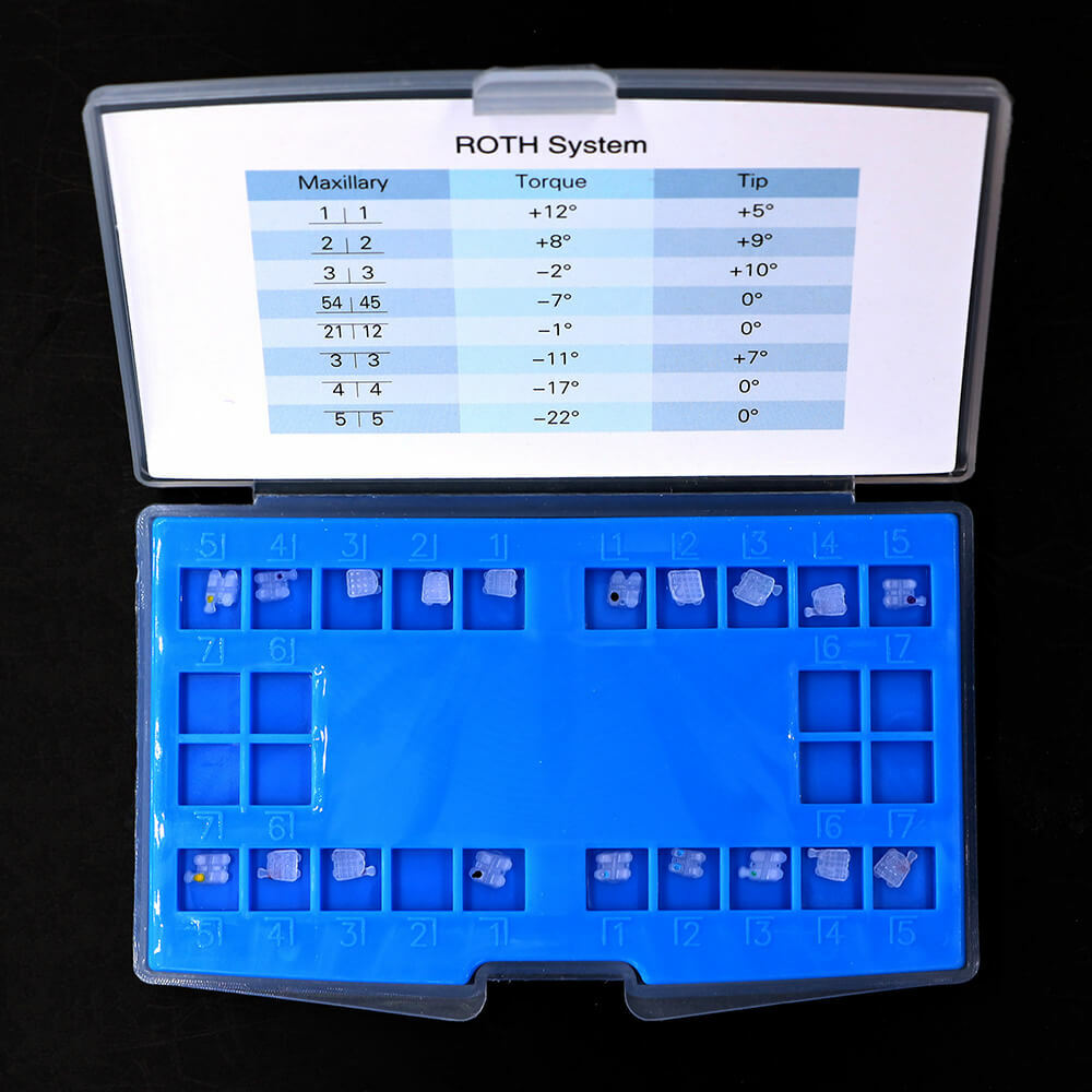 ORMAER Roth .022 Ceramic Brackets: Mini, 3/4/5 Hooks, 20pcs/Kit
