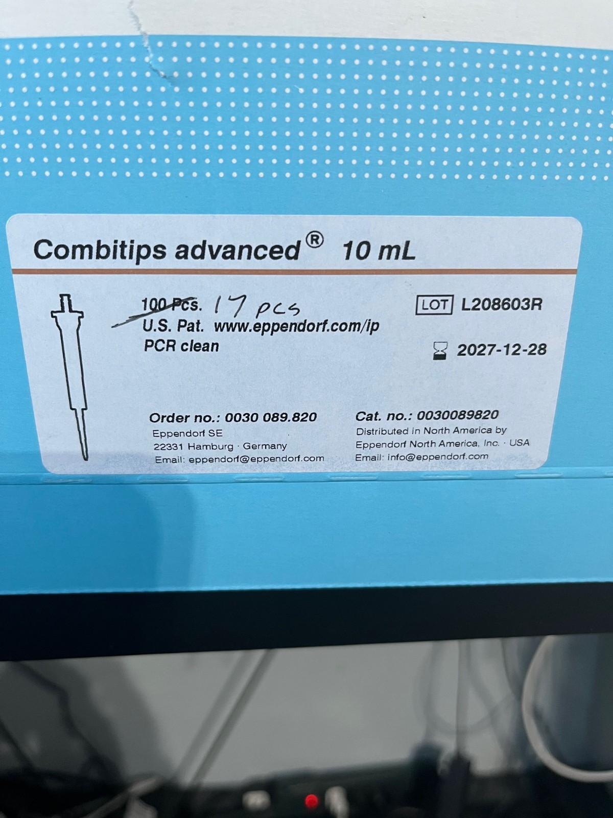 EPPENDORF Combitips Advanced 10mL, Cat No 0030089820, Partial Open box, 17pcs