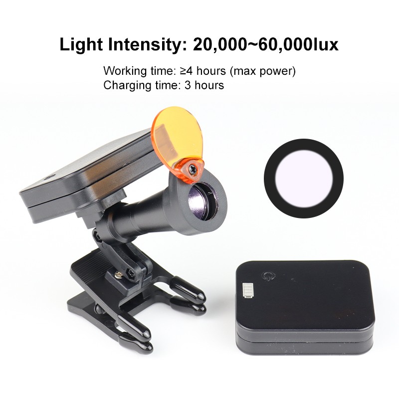 5W Wireless Dental LED Headlight Lamp Magnetic Clip-on Headlamp with 2 Batteries