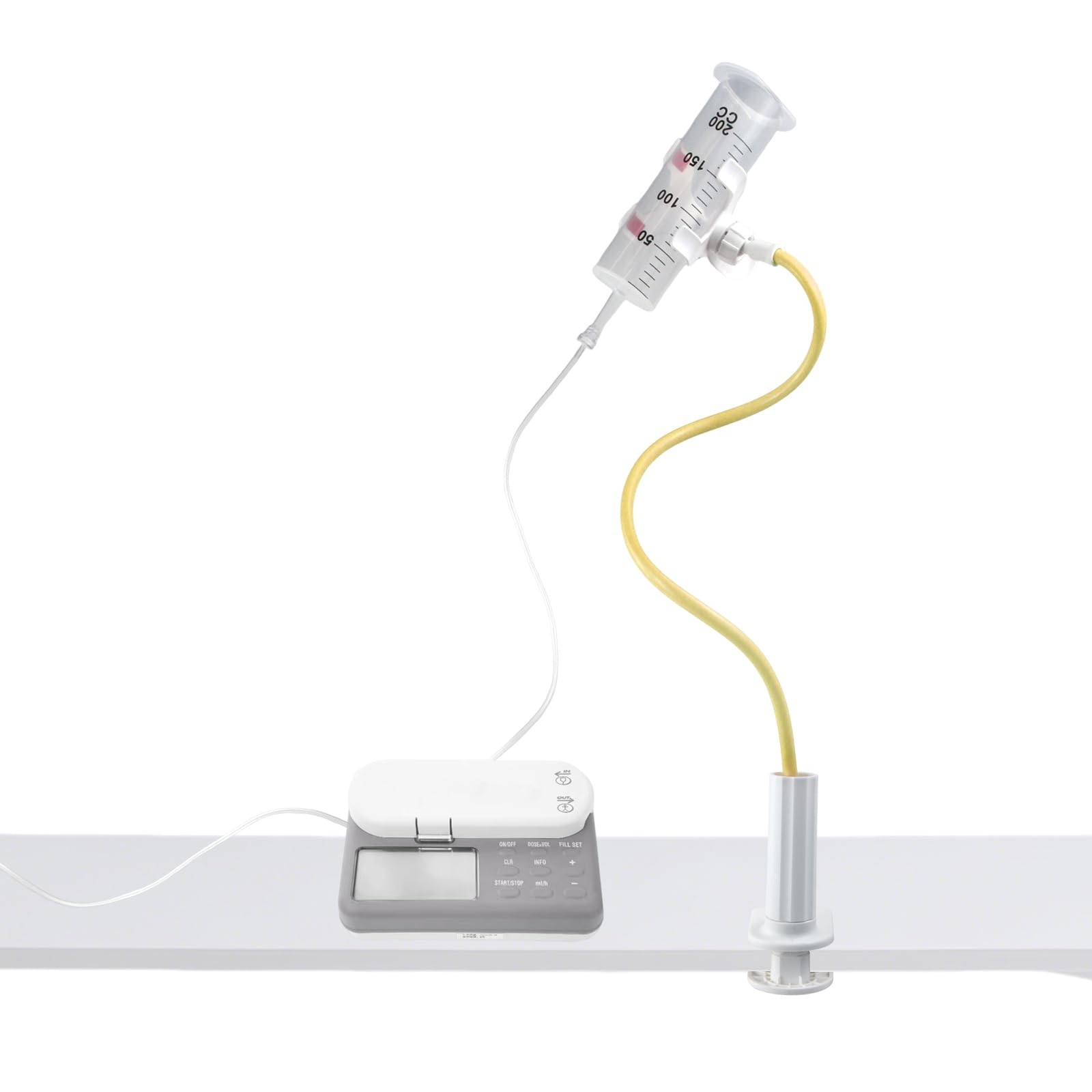 Adjustable Feeding Tube Holder, Hands-Free Gravity Syringe Holder with Yellow